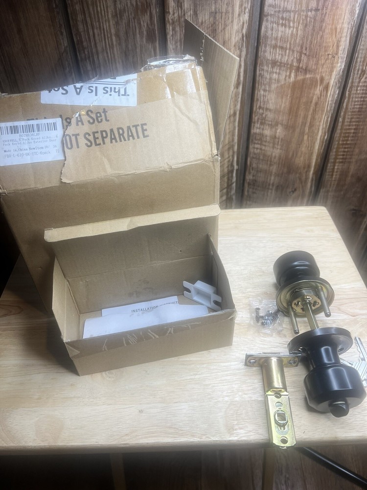 KNOBWELL 6 Pack Keyed Alike Entry Door Knobs Black