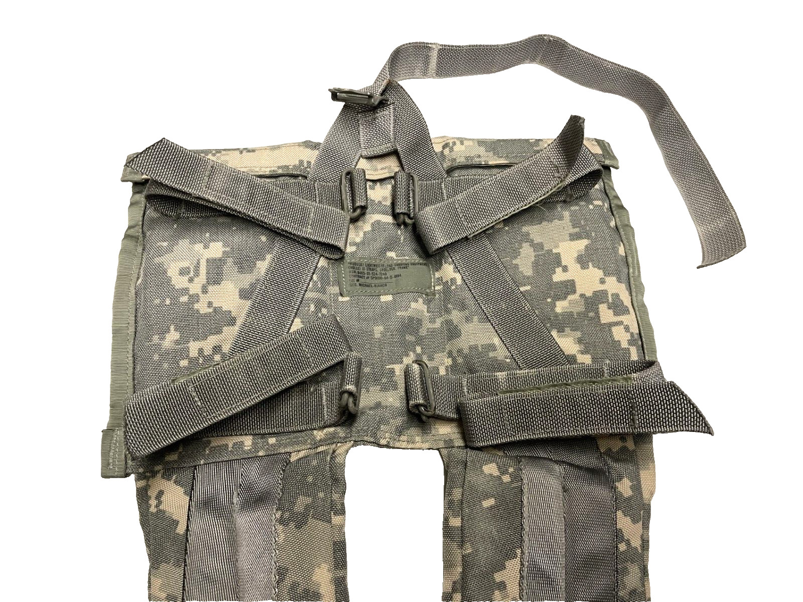 US MILITARY MOLLE II ENHANCED FRAME ACU SHOULDER STRAPS w/ QR & Load Lifters VG