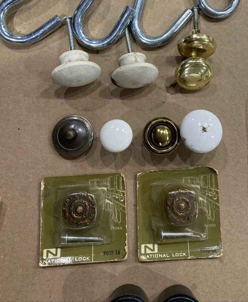 This Old House DIY NOS & Used Hooks Chains Knobs Pulls Clips Hinge Screws Clamp