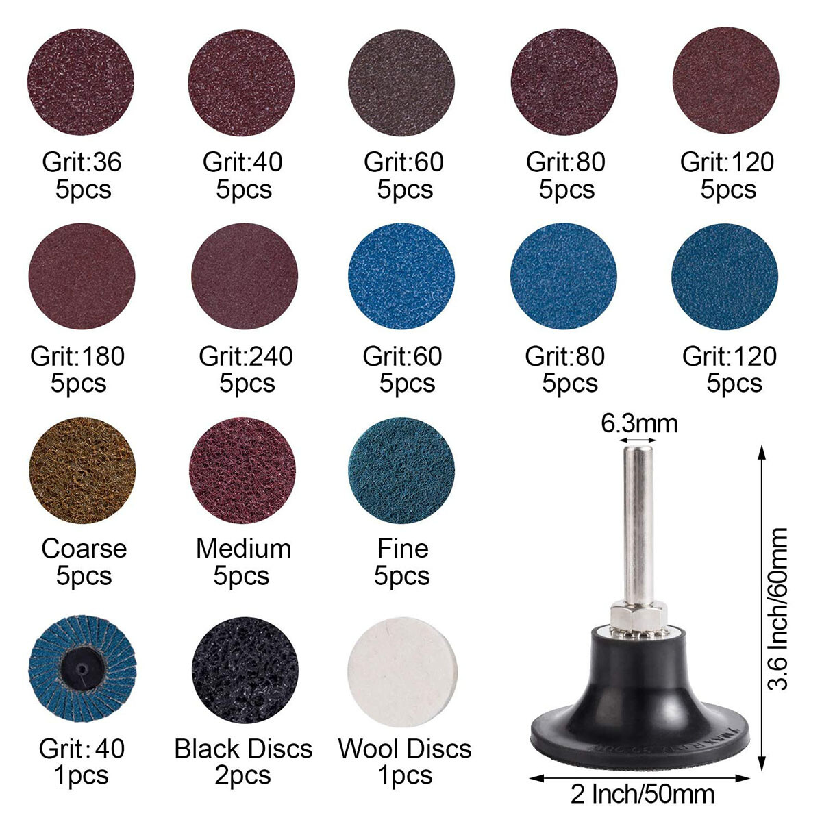 71PCS 2" Roll Lock Sanding Discs Set W/ 1/4 Holder Die Grinder Quick Change Disc