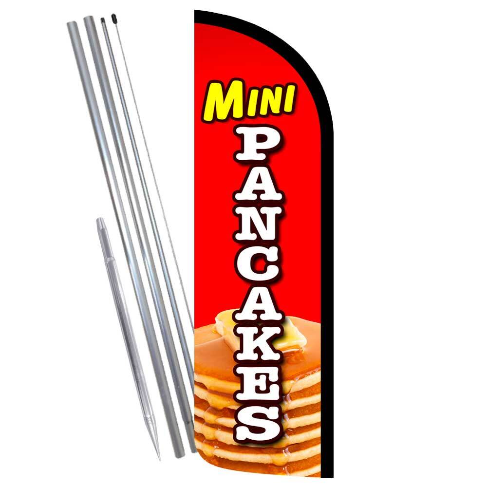 Mini Pancakes Premium Windless Feather Flag Bundle (Complete Kit) OR Optional Re