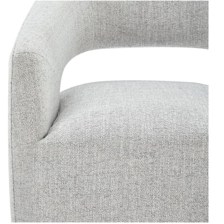 KISLOT Upholstered Barrel Side Dining Chair with Casters, Milk