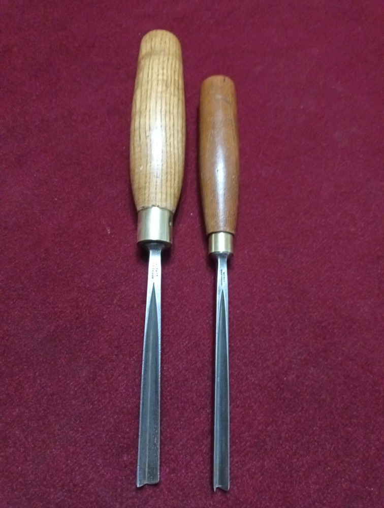 Vintage Two Herring Bros London Cast Steel V Carving Gouges