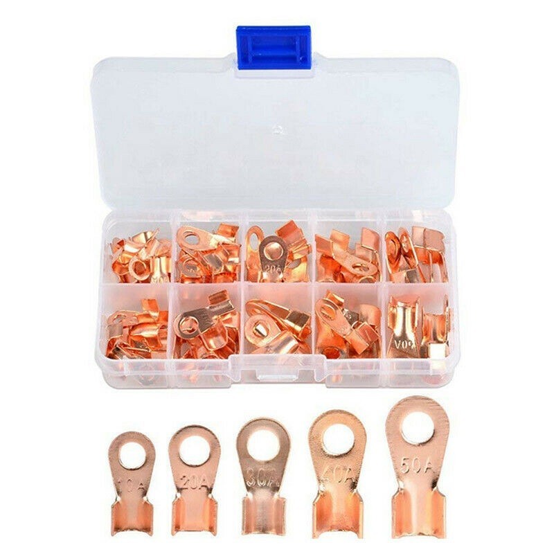 70pcs/Set Shrinkable Tubes Terminal Battery Cable Ring Lugs Crimp Connectors