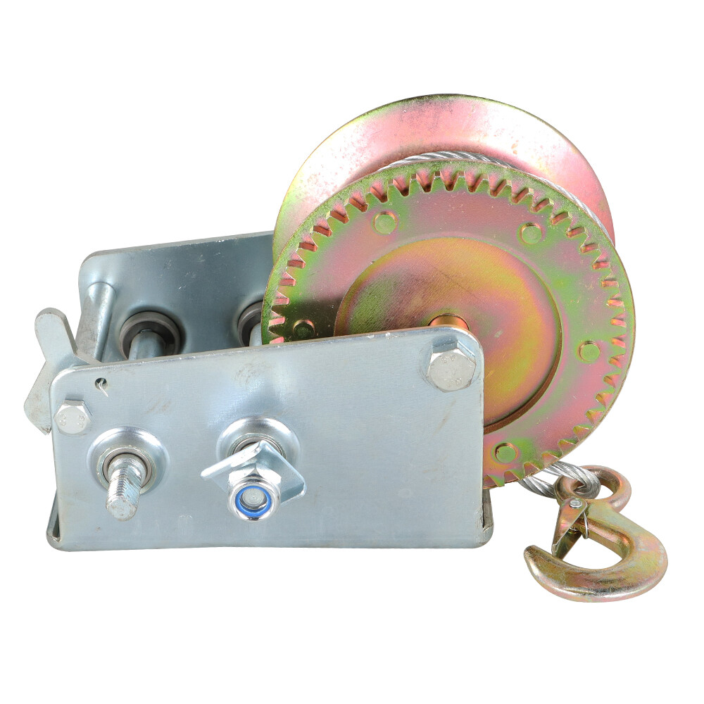 3500lbs Dual Gear Hand Winch Hand Crank Manual Boat ATV RV Trailer Cable