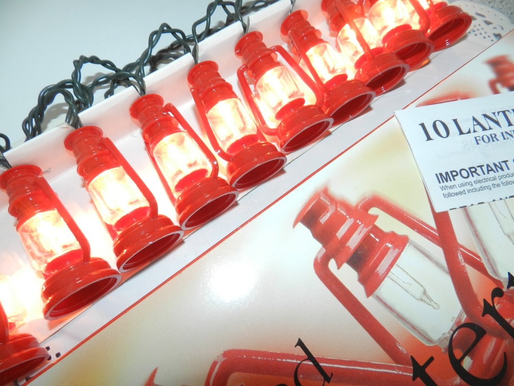 VINTAGE FAUX LANTERN LIGHT STRAND STRING LIGHTS CABIN DECOR CHRISTMAS TREE