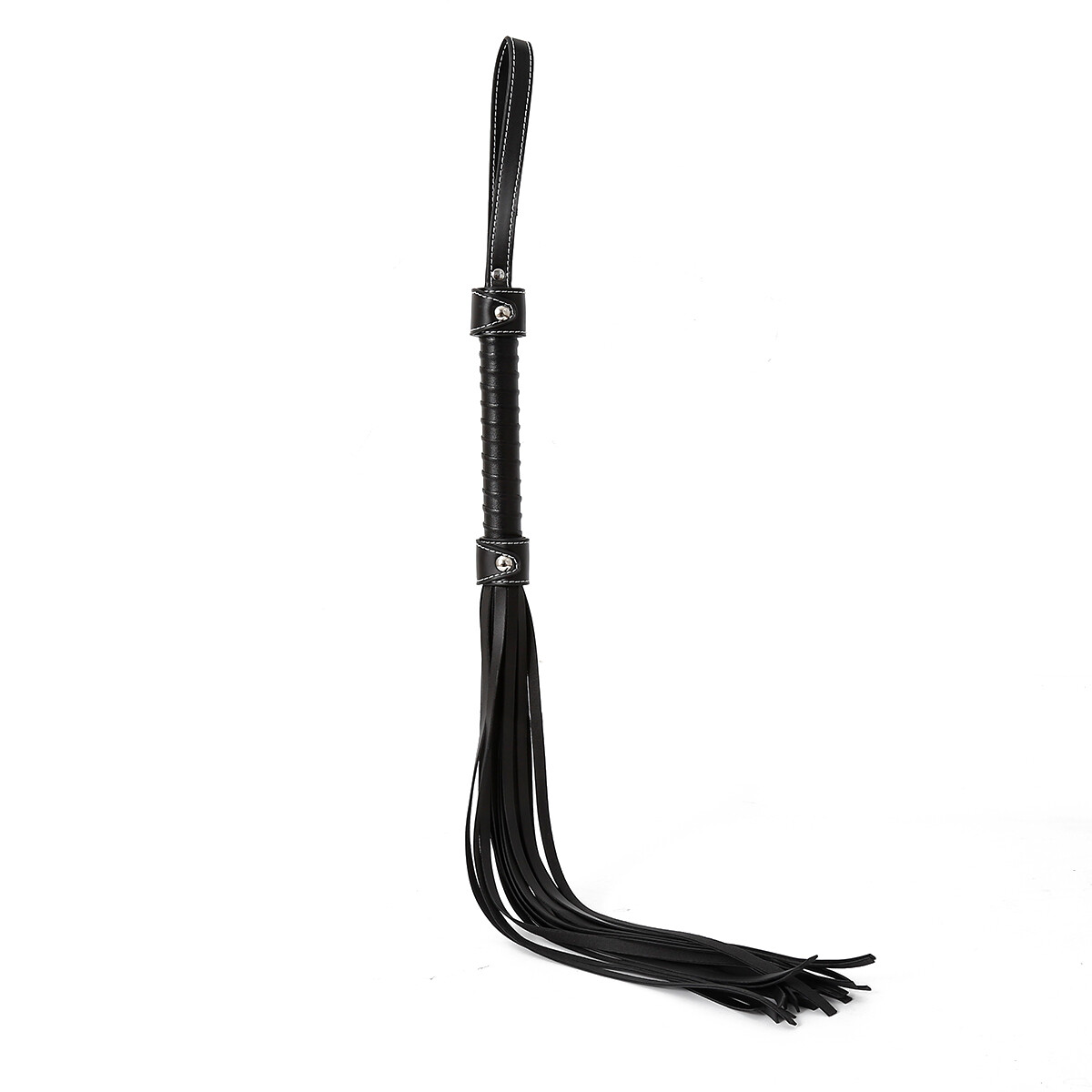 30'' PU Leather Riding Crop Flogger Whip Black Spanking Whip Portable Adult Game