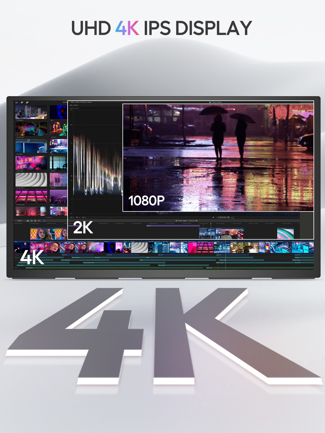 UPERFECT 18" 4K Portable Monitor 3840*2160 Ultra-Slim Screen w/Adjustable Stand