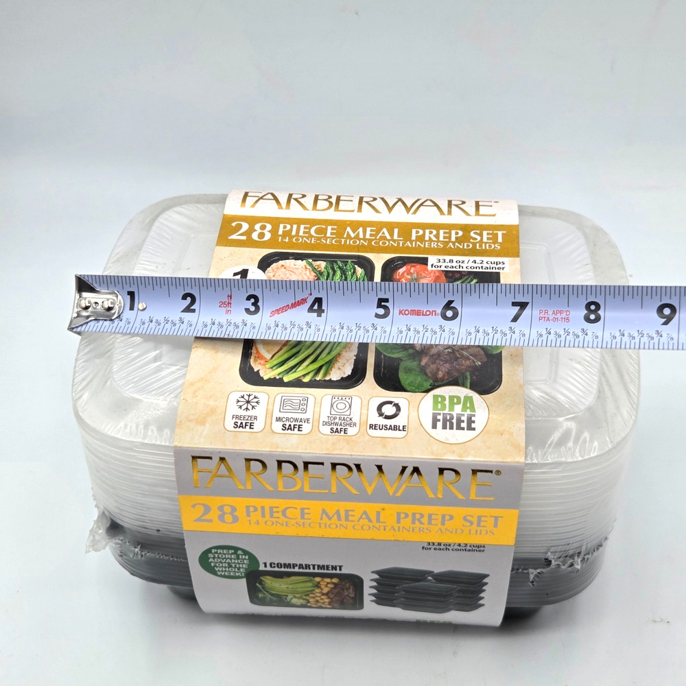 Farberware Meal Prep Storage Set 14 One Compartment Containers with Lids 28 Pc