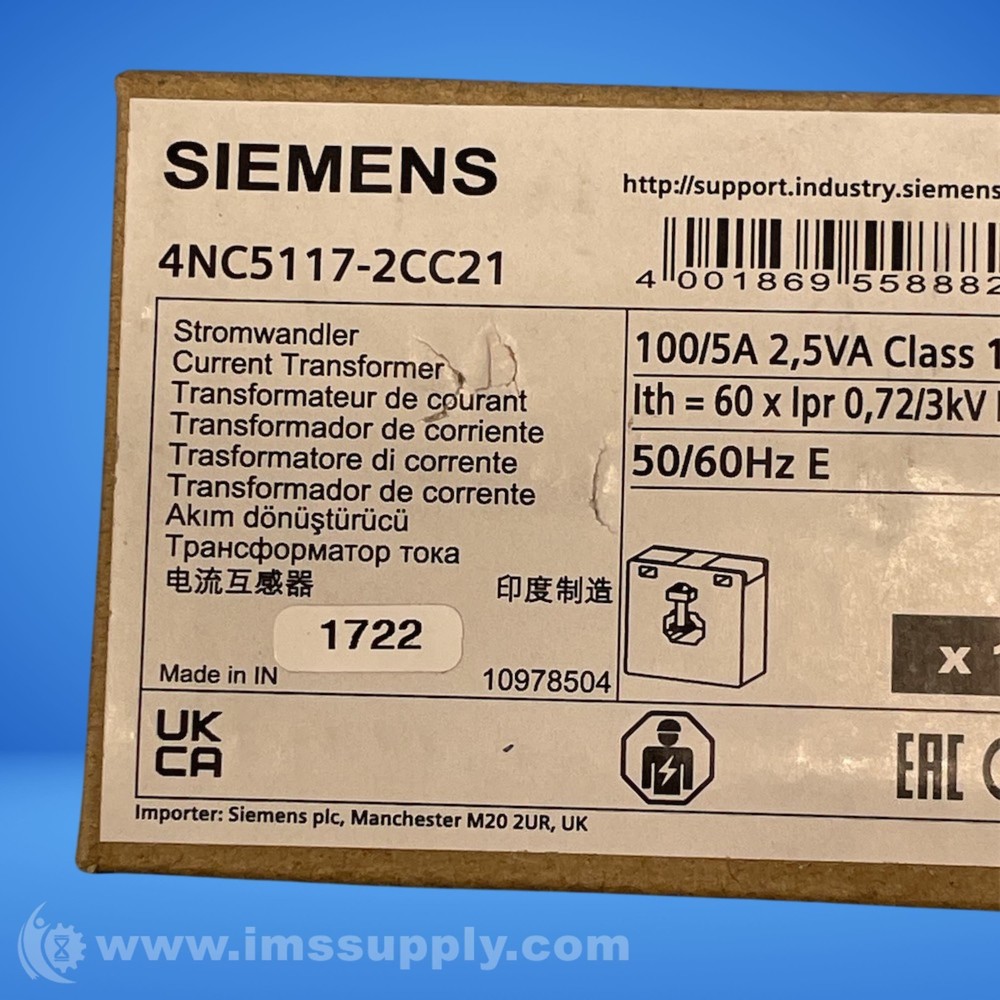 Siemens 4NC5117-2CC21 Current Transformer FNFP