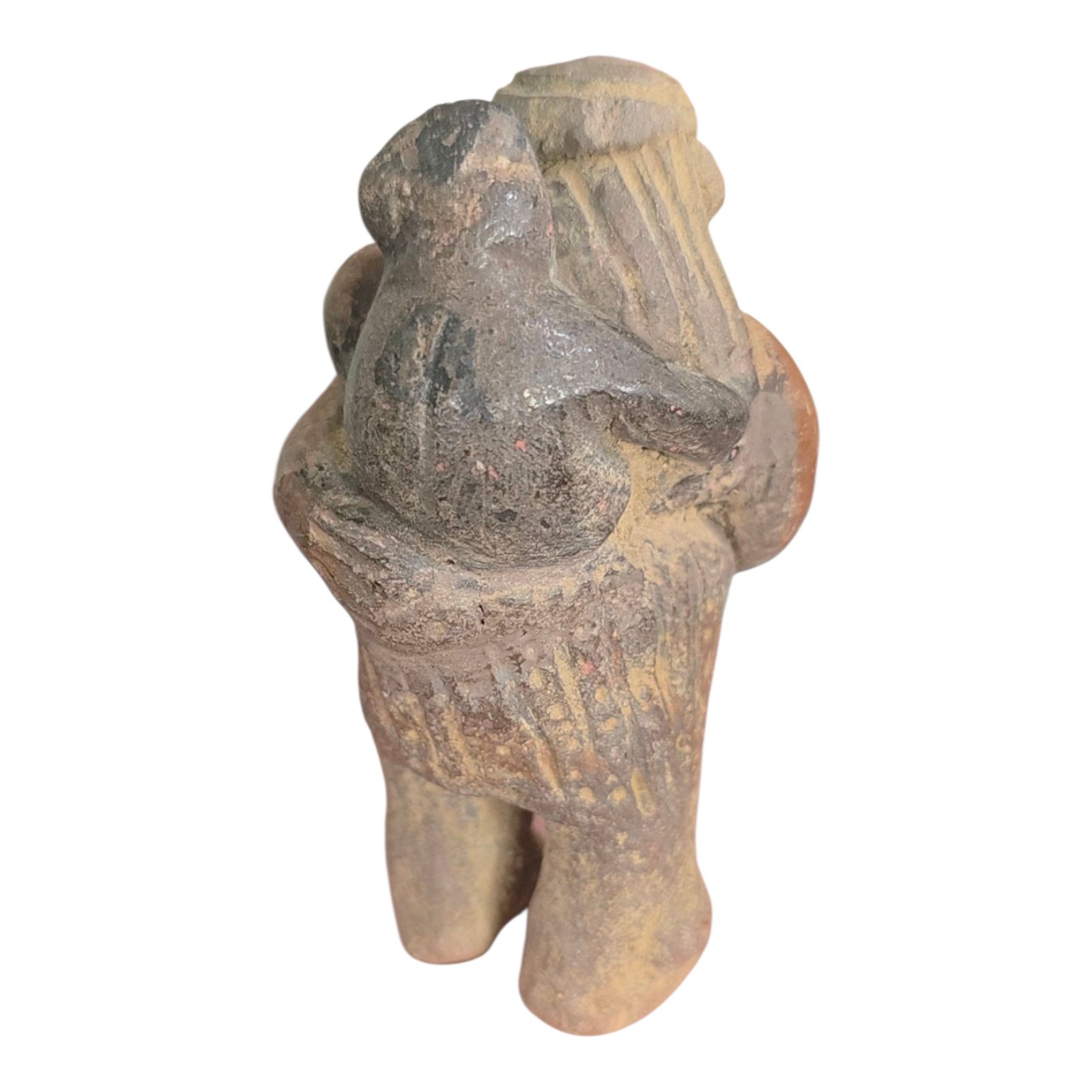 Ancient Pre-Columbian Human Effigy Carved Stone Artifact Mother With Child