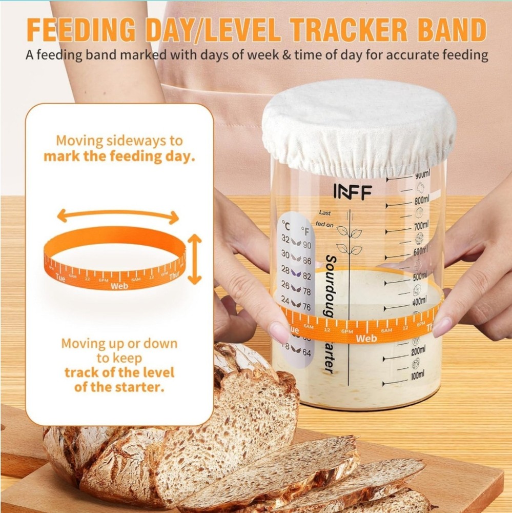 2 Pack Sourdough Bread Starter Kit- 34 oz Large Capacity