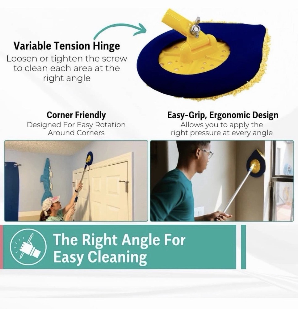 CHOMP Extendable Wall Cleaner & Mop - 5-Minute Ceiling & Baseboard Duster