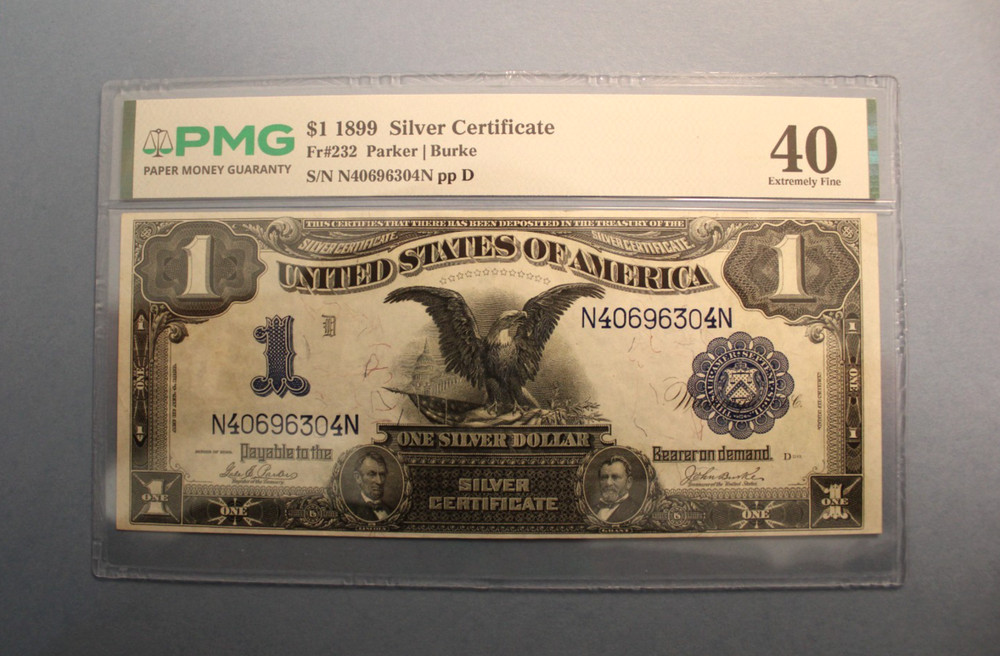 1899 $1 Silver Certificate 'Black Eagle' note Fr#232--PMG EF 40