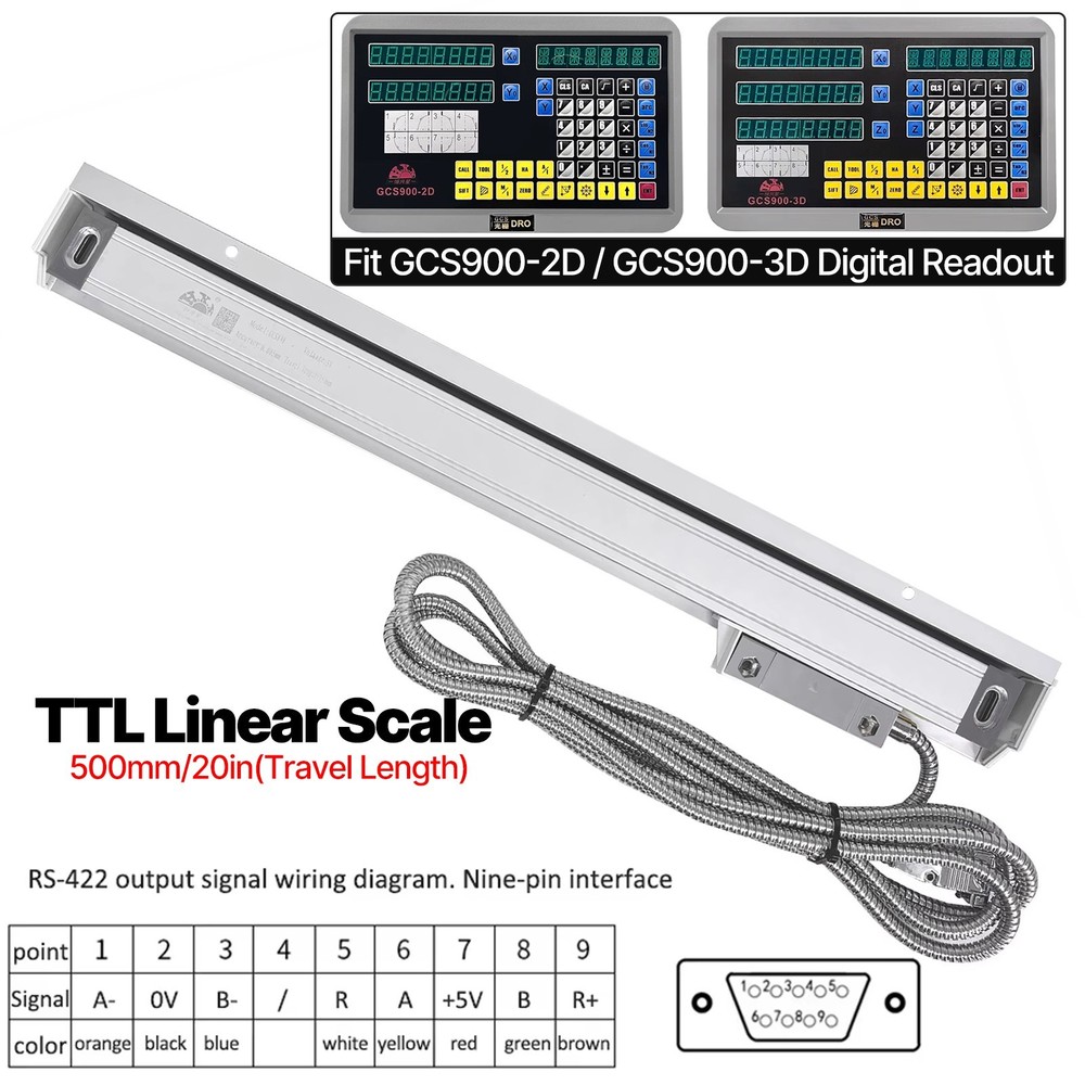5um Linear Scale Linear Encoder 500mm Travel Fit GCS900 Digital Readout DRO Lat