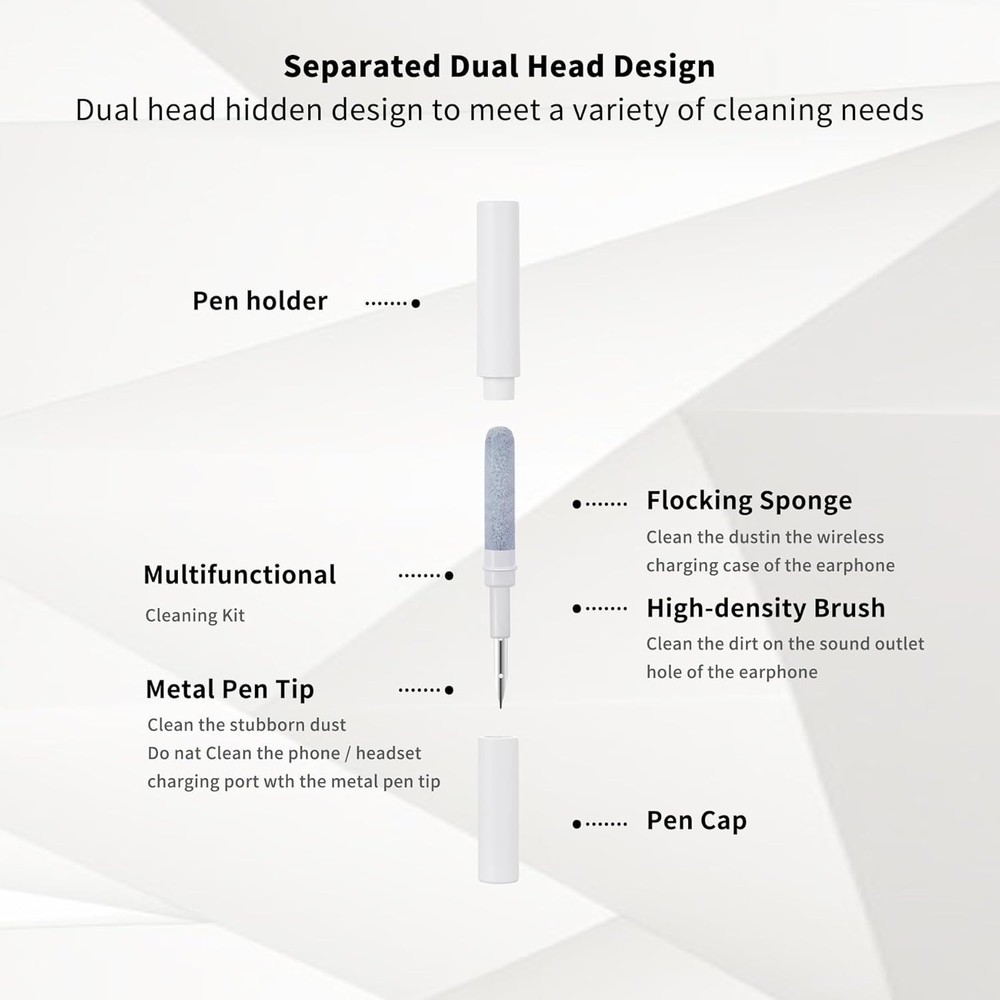 Efficient 360° Earbud Cleaner - Flocked Sponge & Fine Brush Included