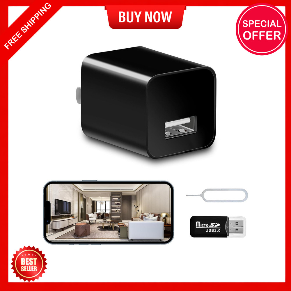 Mini 1080P Camera Charger - Wireless Camera - Wifi Tiny USB Charger Camera, 140-