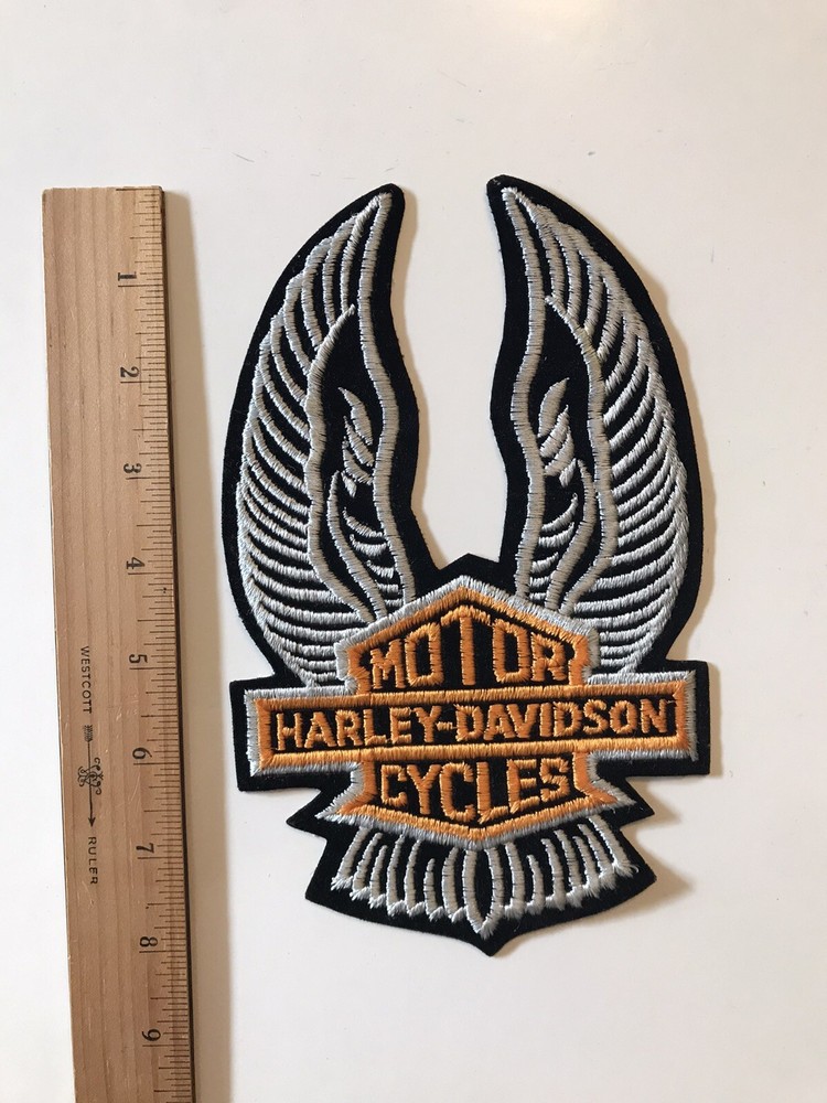 8 1/4" Harley Davidson Eagle Wings UP Patch Jacket HOG Bar & Shield White Black
