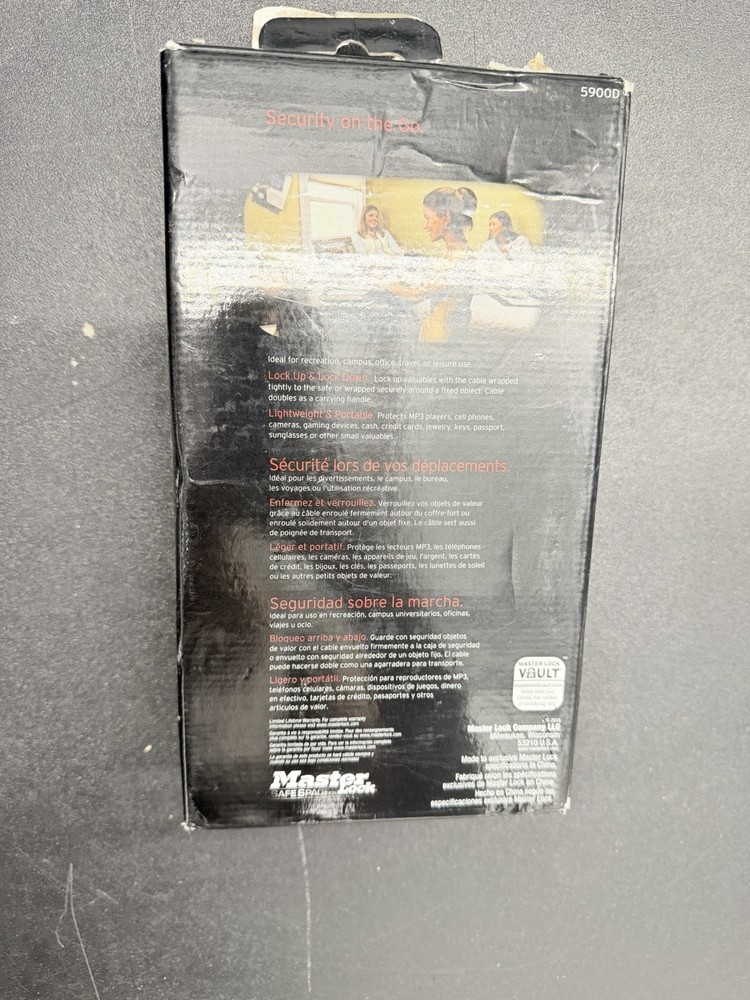 Master Lock Portable Lock Box Safe w/ Cable 4-Digit Combo w/ Box