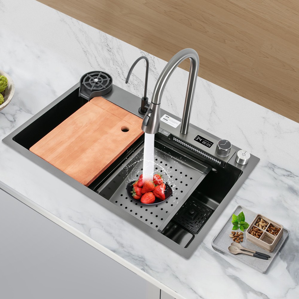 Multifunctional Digital Display Sink Workstation Kitchen Sink w/Pull-Out Faucet
