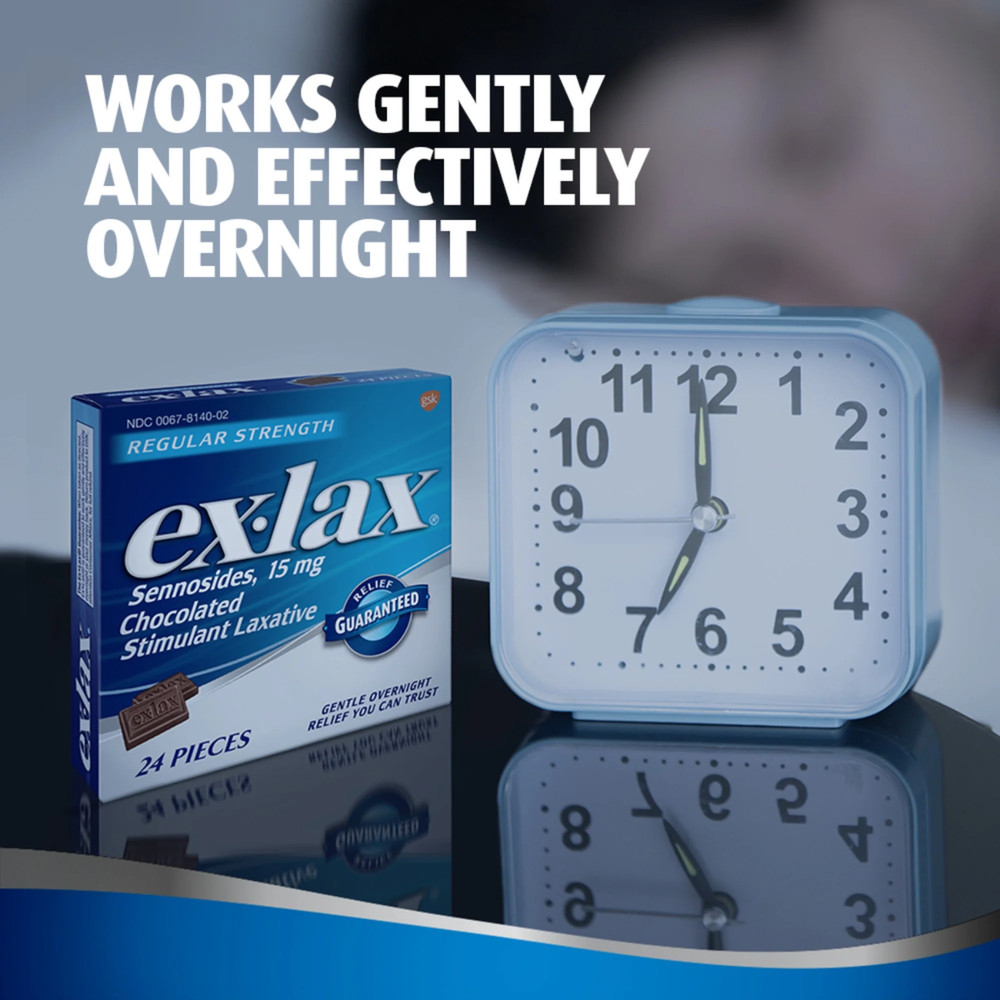 Ex-Lax Regular Strength Chocolated Stimulant Laxative Constipation Relief, 24 Ct