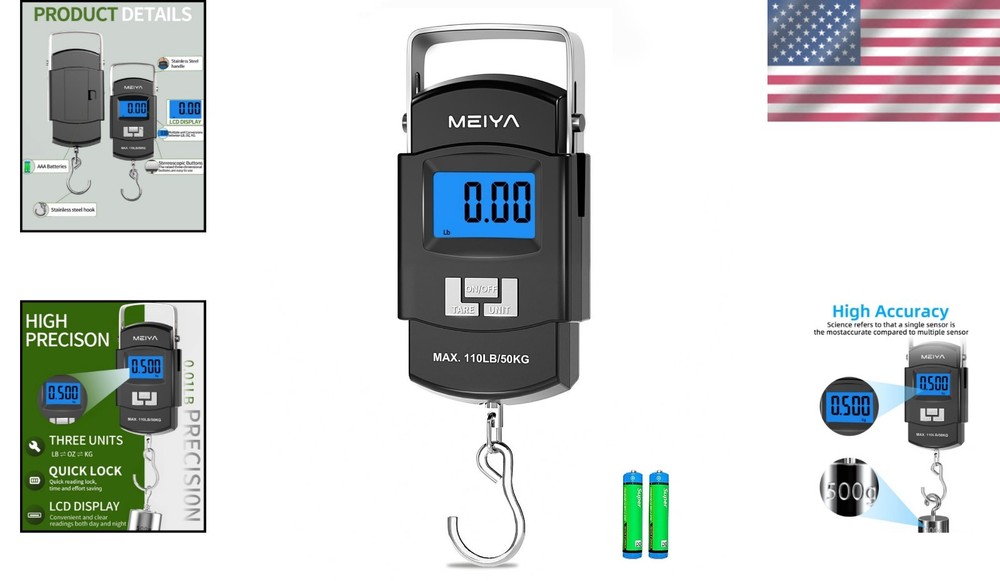 Durable Handheld Fish Scale 110lb Capacity - Auto Shut Off & Tare Function