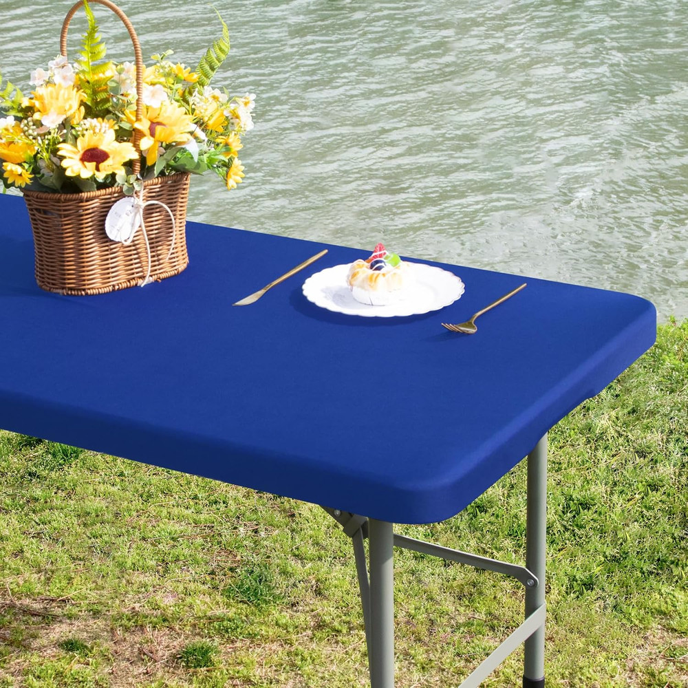 Rectangle 4Ft Fitted Table Cover Elastic Tablecloth 4Ft Stretch Spandex Table To