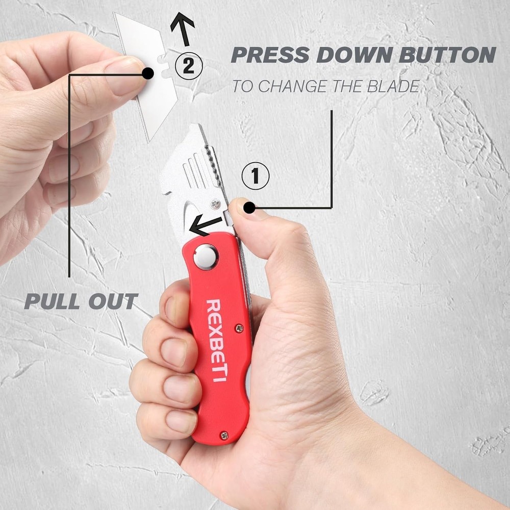 4 Box Cutter Folding Pocket Utility Work Knife Quick-Change Locking 10 Blades