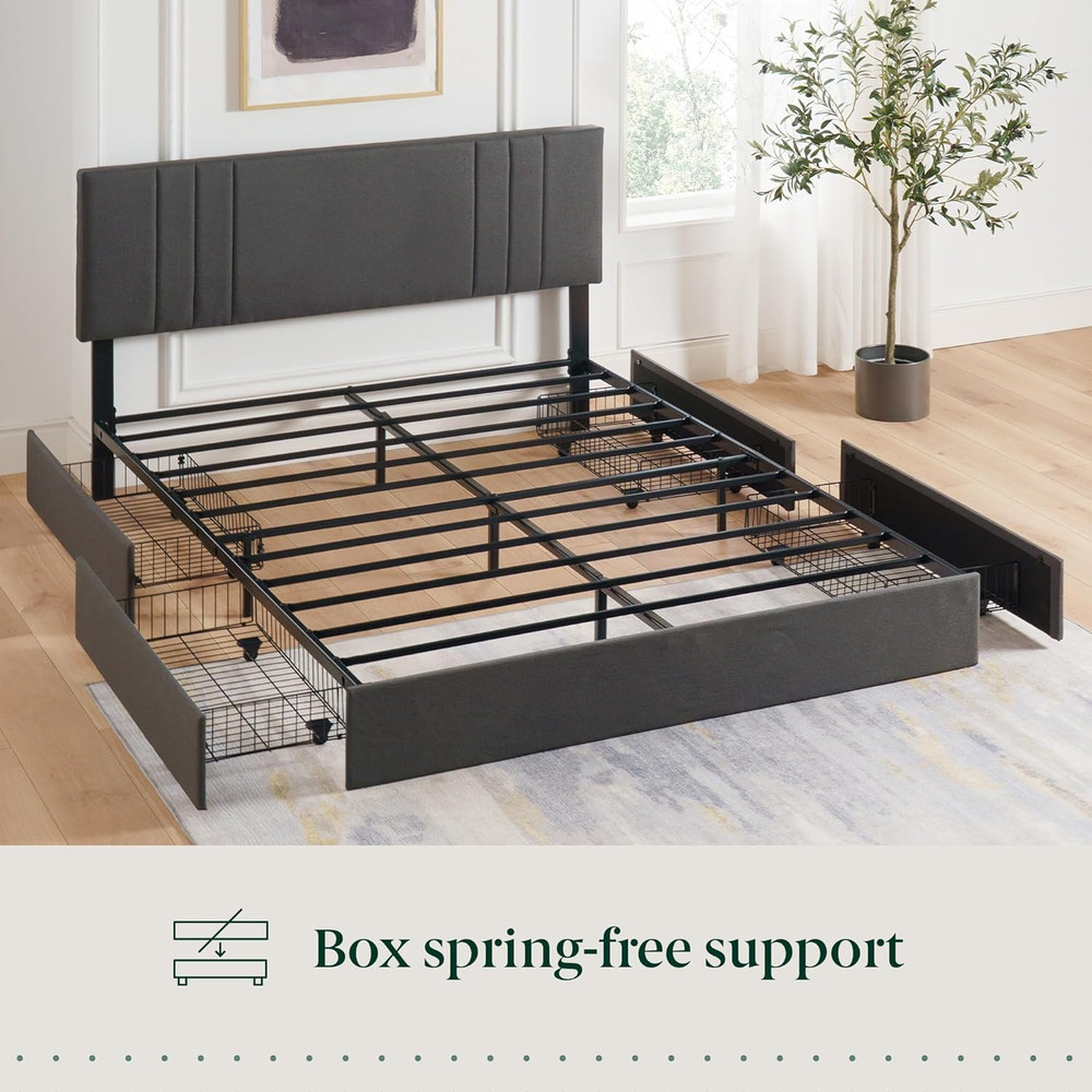 Billie Full Platform Bed Frame with Storage Drawers & Adjustable Headboard