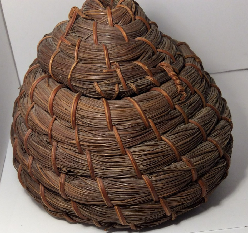 Handmade Pine Straw Basket Bee Hive Style With Closure