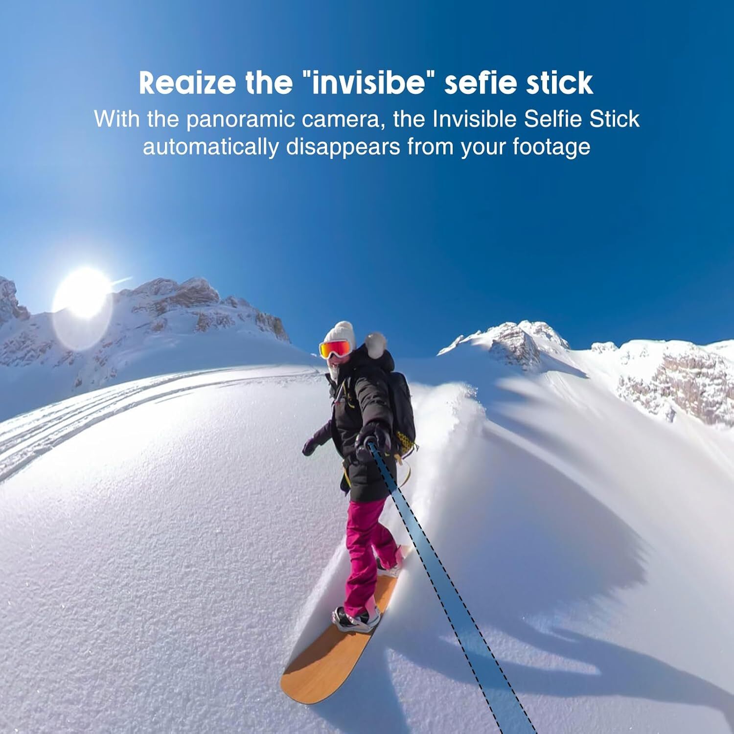 Carbon Fiber Invisible Selfie Stick Extended Pole For Insta360 X5X4 GoPro Camera