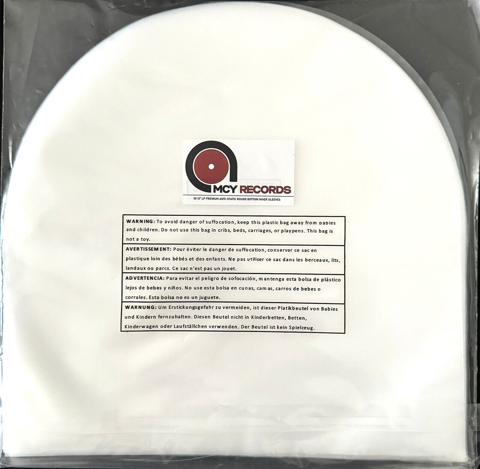 Anti-Static LP Vinyl Record 12” Rounded Inner Plastic Sleeves 50 Pack