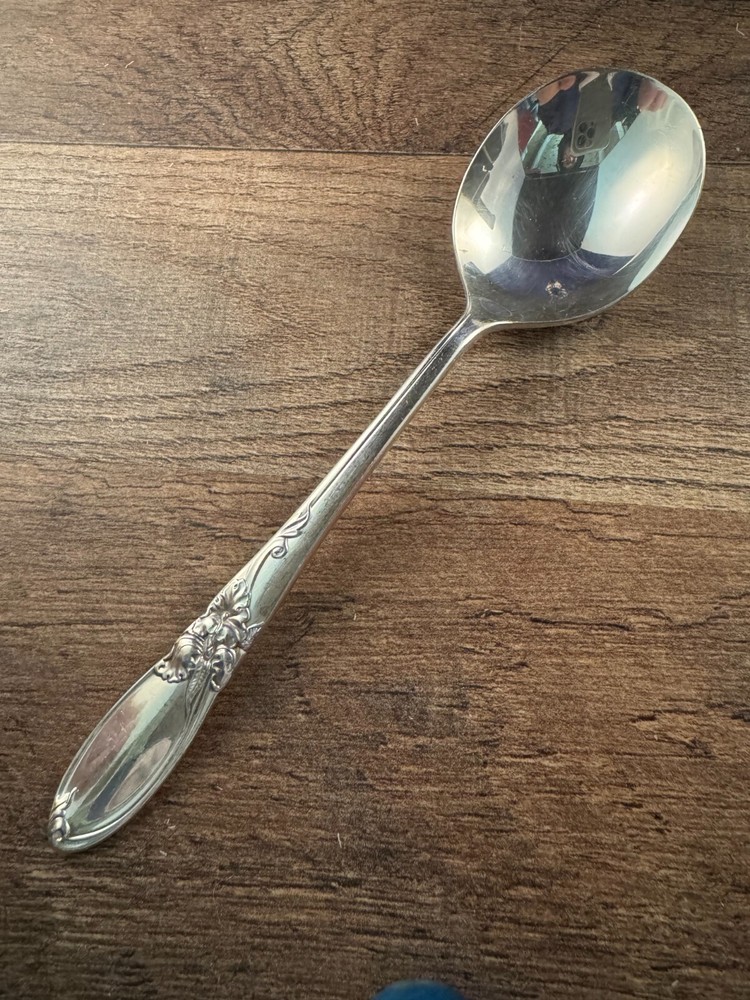 Community Plate White Orchid Silverplate Soup Spoon