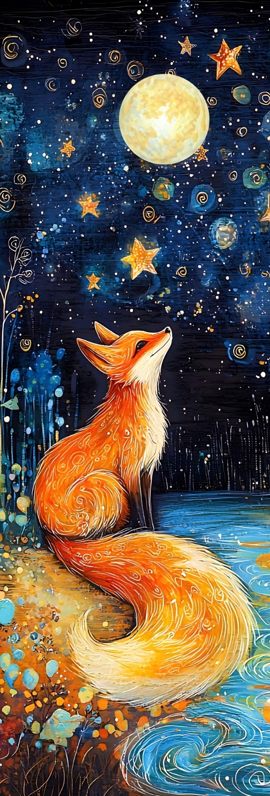 Whimsical Bookmark - Starry Night Fox Themed Gift For Book Readers, Laminated