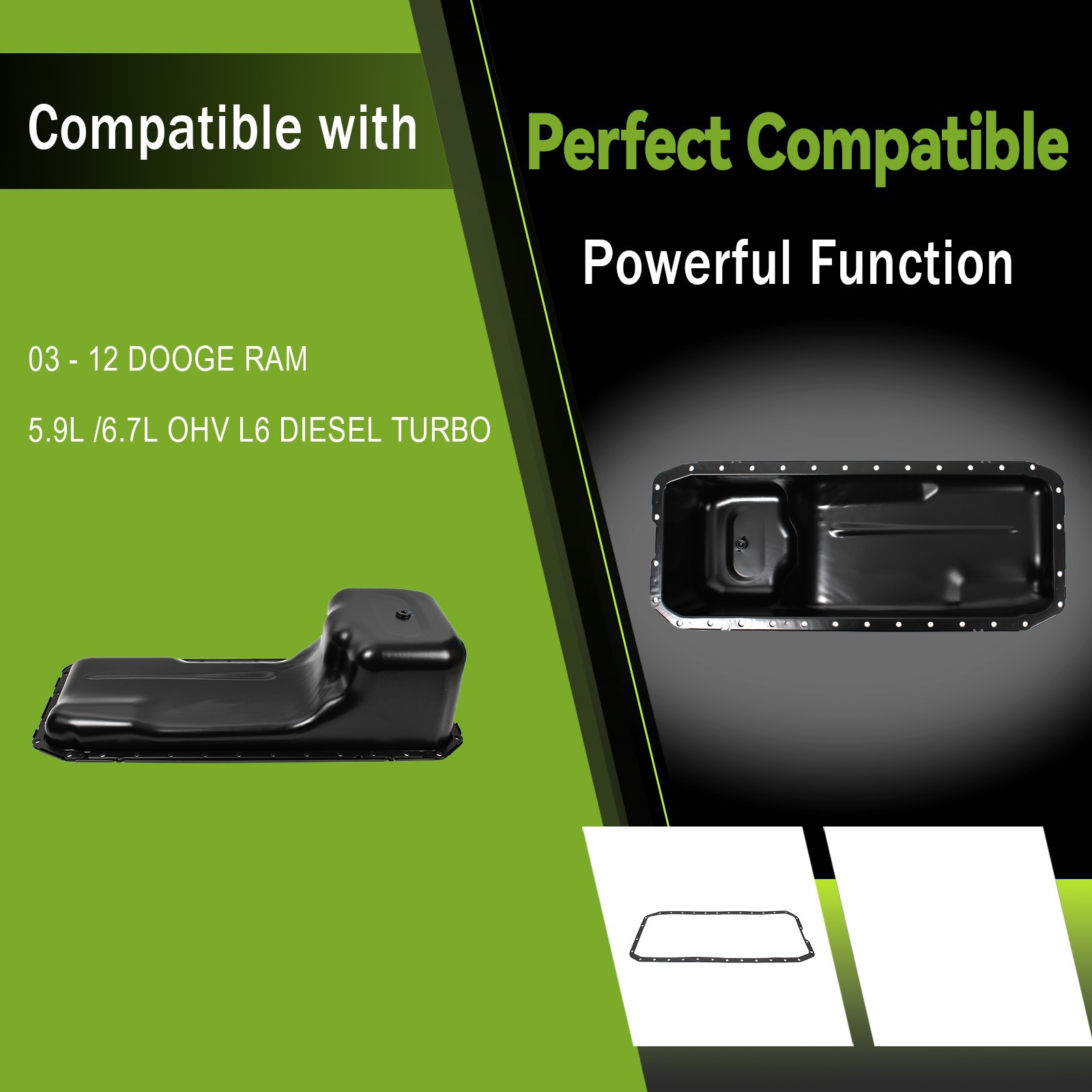 Engine Oil Pan & Gasket for 03-12 DODGE RAM 2500 3500 4000 4500 5500 5.9L 6.7L