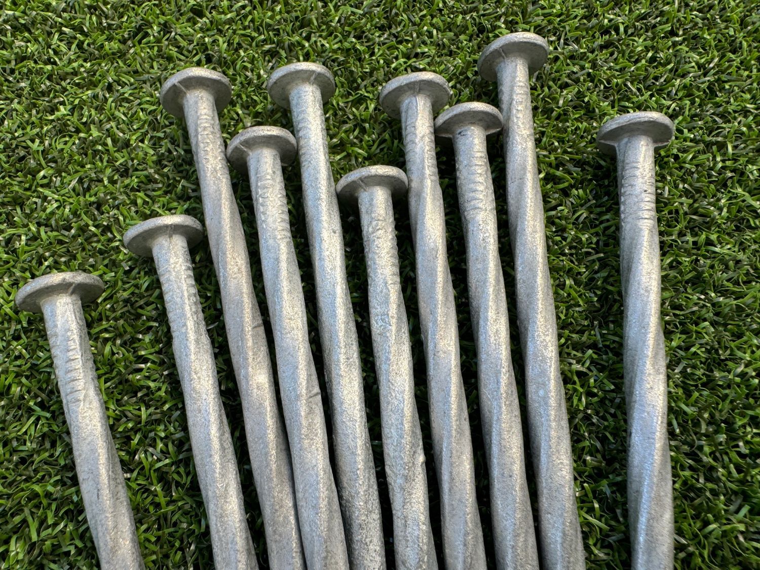 Sandbaggy 6 in. Heavy Duty Galvanized Spiral Artificial Turf Nails - 3 Ga Steel