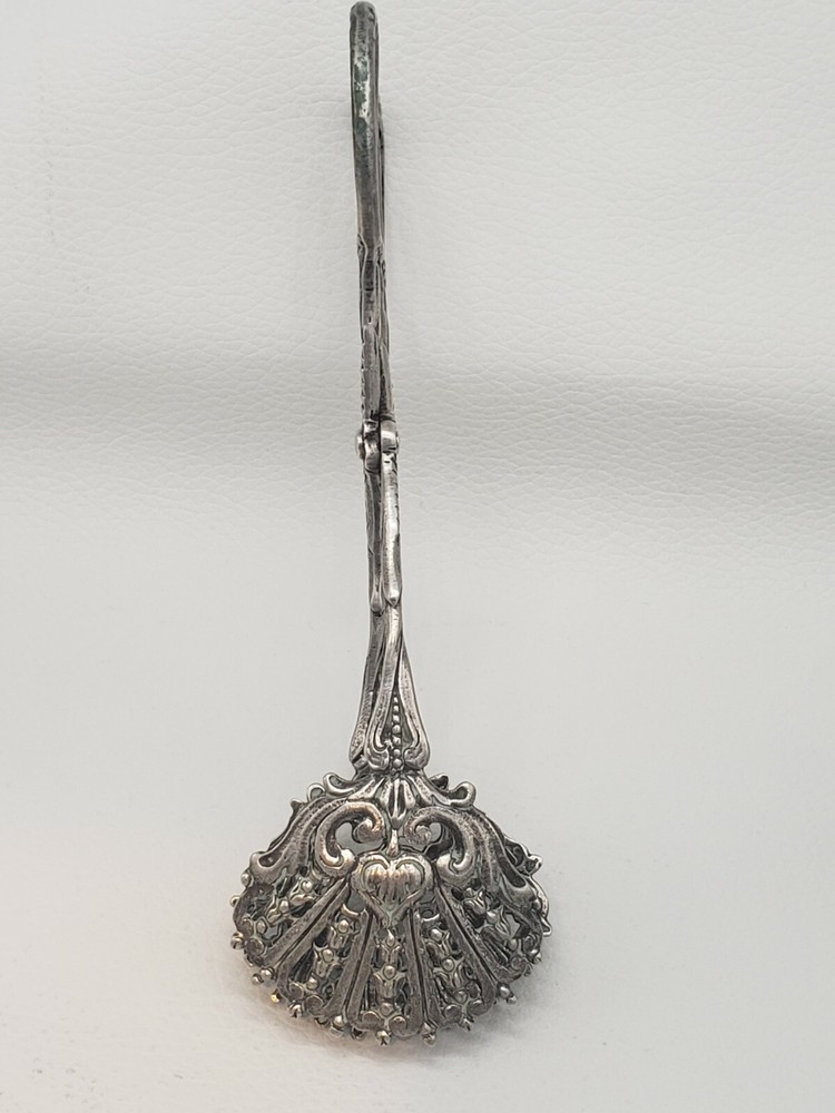 ANTIQUE 835 SILVER SERVING OYSTER FORCEPS