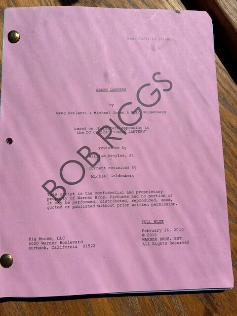 GREEN LANTERN 2010 Shooting Script Starring Ryan Reynolds