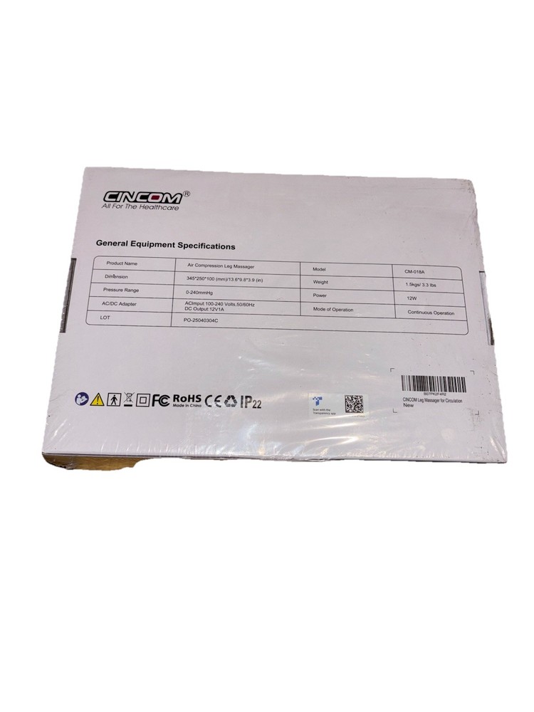 Cincom Air Compression Leg Massager Model CM-018A New
