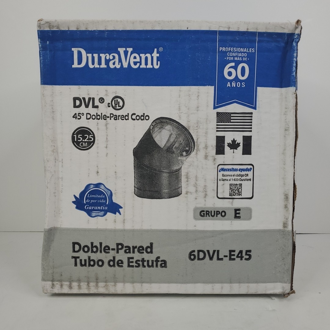 DuraVent DVL 6" Double-Wall adjustable 45 Degree Elbow - Black