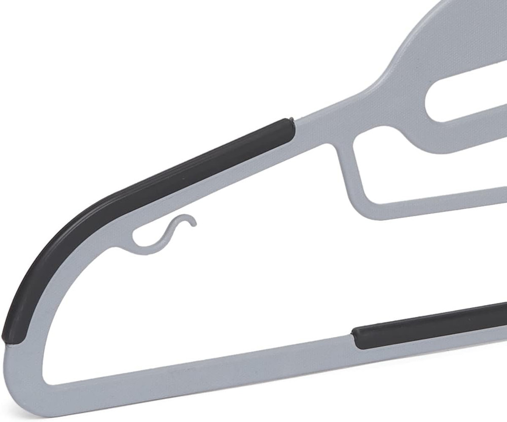 Space Saving Non-Slip Rubber Coated Plastic Hangers with 360° Swivel Hook, Thin,