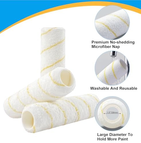 King Origin 9 Inch Microfiber Paint Roller Covers 1/2" 9", 5 PCS, Microfiber