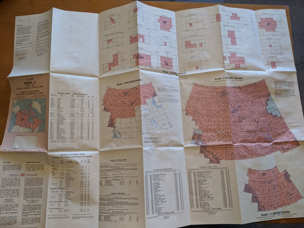 Topo Map Ordering Index 2, Canada 1987 VERY GOOD CONDITION