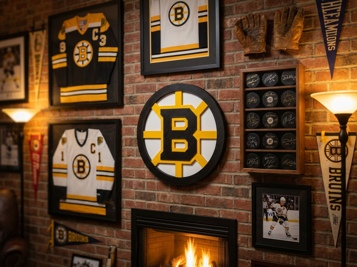 Boston Bruins 3D Wall Sign NHL Hockey Decor Black & Gold Man Cave