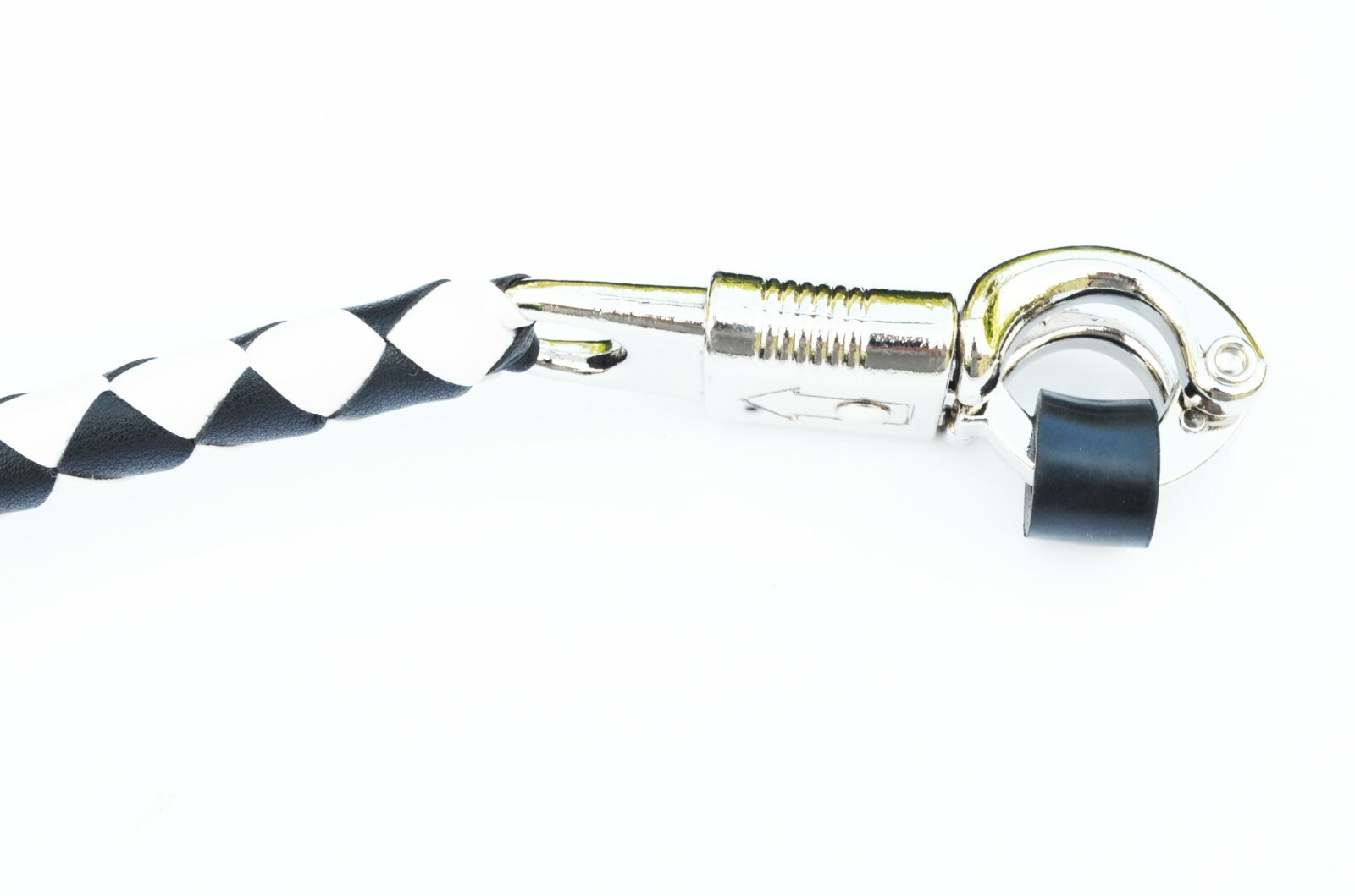 PU Leather Motorcycle Whip Get Back whip 1" Ball & Skulls 36" BLACK / WHITE