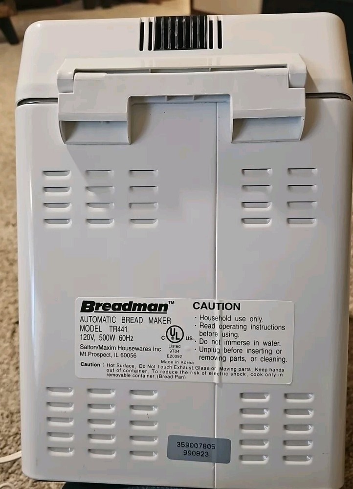 BREADMAN TR441 Automatic Bread Maker Makes 2 Sizes - No Box, Never Used!