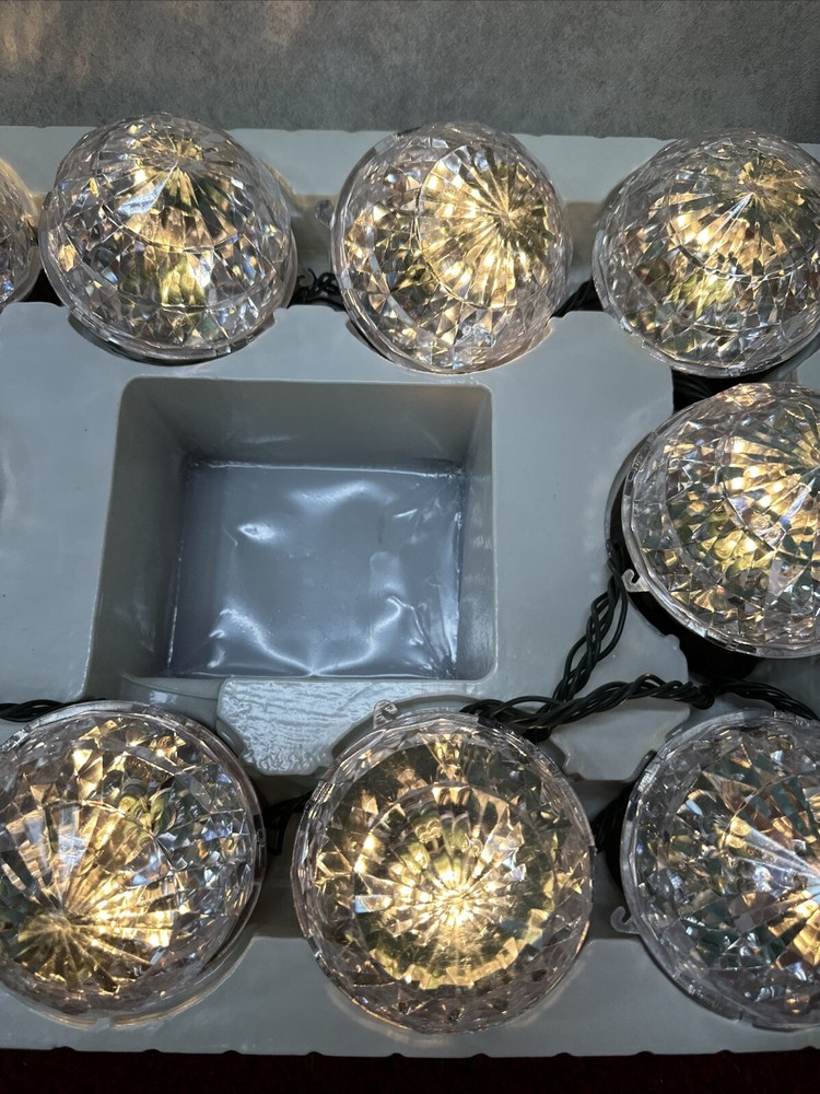 Vtg 40 Light 10 Gumball Prismatic Ball globe Light String 8 Function Rare