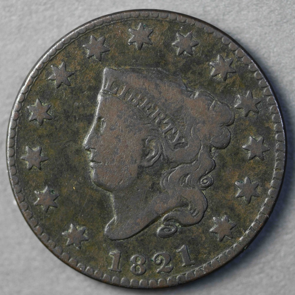 1821 Matron Head Large Cent Early Copper Type Coin