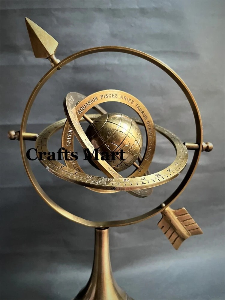 Brass Armillary Sphere: Nautical Astrolabe Globe Table Decor