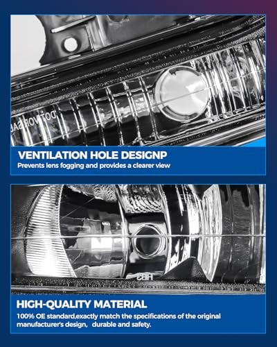 Headlight Assembly 2002 2003 2004 2005 Ram1500/Ram2500/Ram3500 Black-Clear